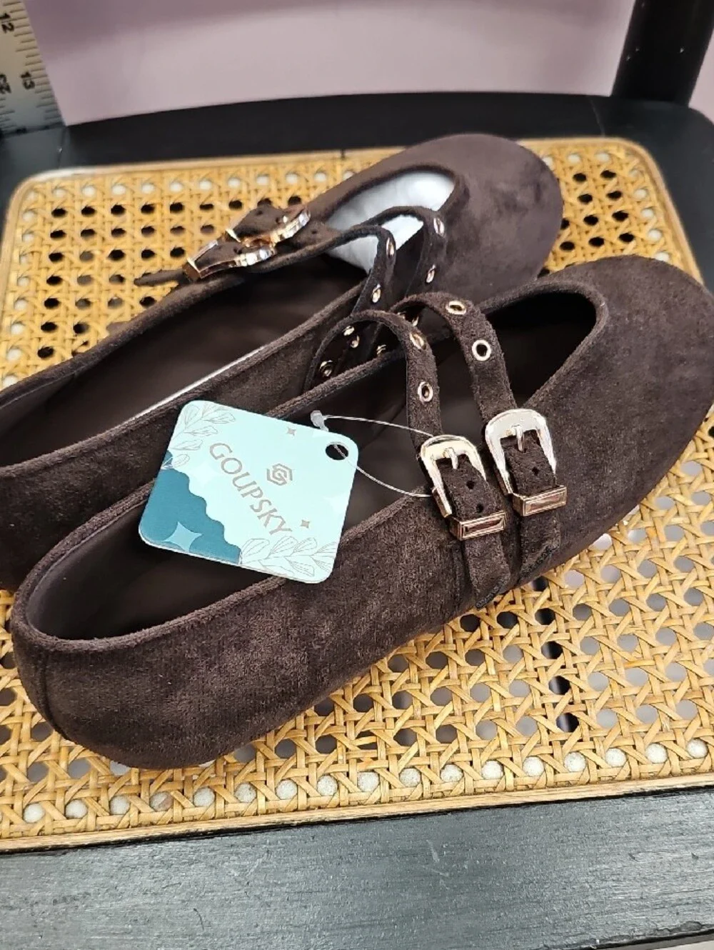 Brown Suede Double-Buckle Mary Jane Shoes for Men